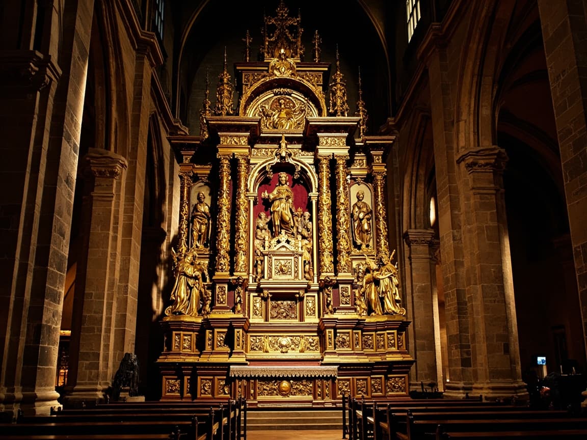 Retable baroque — sculptures et statues, église Notre Dame de Biran